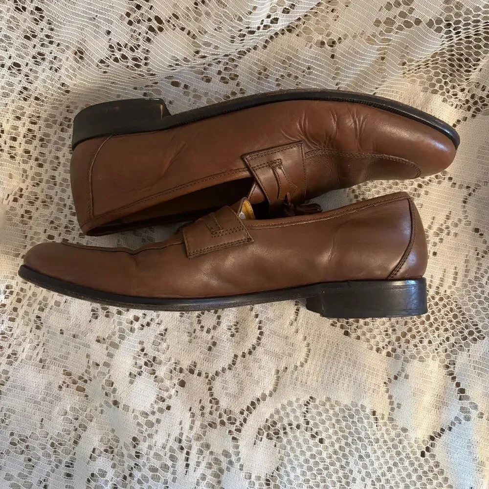Johnston & Murphy Men's US 8.5 M Brown Leather Tassel Loafer Shoes